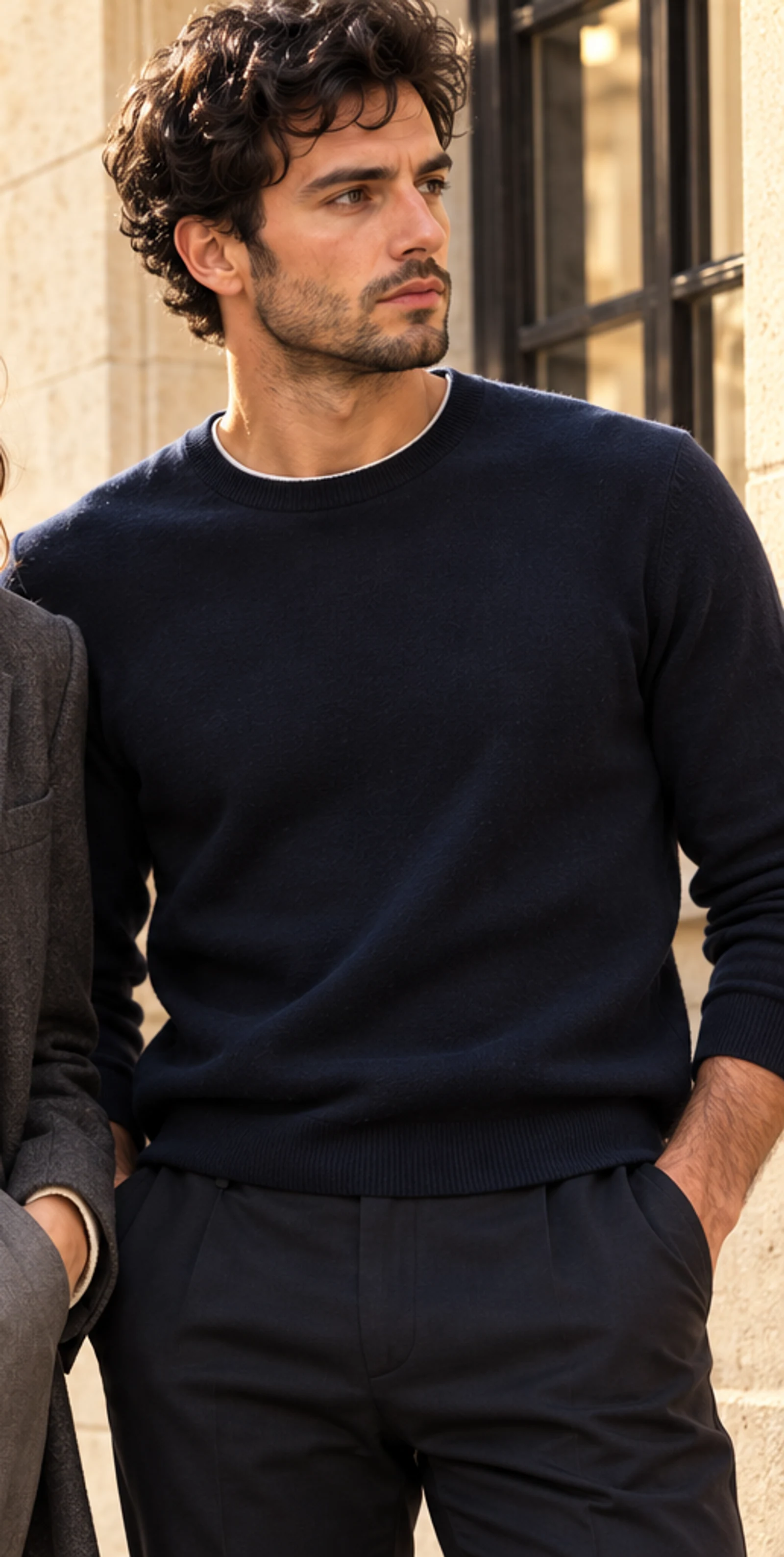 Feiner Rundhalsstrick in Navy